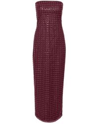 ROTATE BIRGER CHRISTENSEN - Kleedjes ,Rood ,Polyester Bordeaux Maxi Jurk Aw 25 Elegante Stijl - Lyst