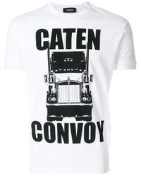 DSquared² - Tops ,Wit ,Katoen Wit T-Shirt Met Print - Lyst