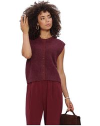 SELECTED - Truien & Vesten ,Rood ,Wol Slflulu Sl Button O-Neck Vest - Lyst