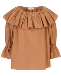 Chloé - Katoenen Blouse Met Ruches - Lyst
