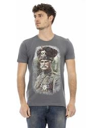 Trussardi - Tops ,Grijs ,Casual T-Shirt Met Korte Mouwen En Ronde Hals - Lyst