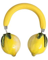 Dolce & Gabbana - Yellow Vibrant Lemon Leather Headset Headphones - Lyst