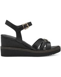 Tamaris - Schwarze lässige offene flache sandalen - Lyst