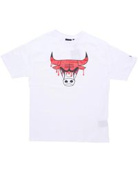 KTZ - Tops ,Wit ,Katoen Chicago Bulls Logo T-Shirt Wit/Rood - Lyst