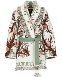 Alanui - Weißer kaschmir-cardigan mit tree of life muster,gemusterter jacquard-pullover mit baum-motiv - Lyst