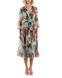 Dolce & Gabbana Floral Chiffon Dress - Blauw