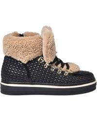 Baldinini - Quilted Eco-Nappa Leather And Sheepskin Trainers - Lyst