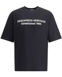 DSquared² - Tops ,Zwart ,Katoen Katoenen T-Shirt Met Monogram - Lyst