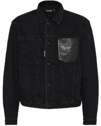 DSquared² - Jassen ,Zwart ,Katoen Oversized Spijkerjas - Lyst