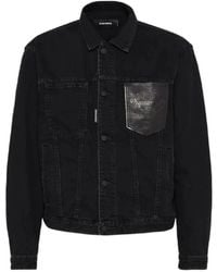 DSquared² - Jassen ,Zwart ,Katoen Oversized Spijkerjas - Lyst
