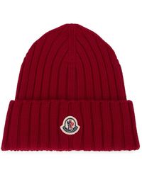 Moncler - Logo-Patch Rippstrick-Mütze - Lyst