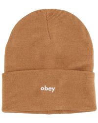 Obey - Accessoires ,Bruin ,Bruine Suiker Beanie Hoed Met Micro Rib - Lyst