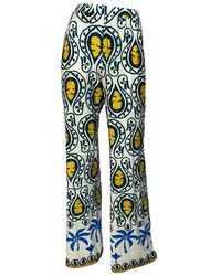 Ana Alcazar - Blumenmuster Hohe Taille Weite Beine Hose Blau - Lyst