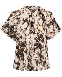 Inwear - Overhemden ,Veelkleurig ,Polyester Zwart Silhouet Bloemen Top Blouse - Lyst