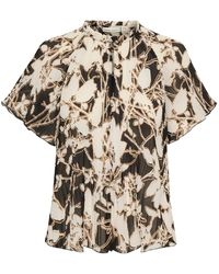Inwear - Overhemden ,Veelkleurig ,Polyester Zwart Silhouet Bloemen Top Blouse - Lyst