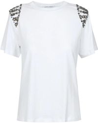 Alberta Ferretti - Camiseta blanca de algodón con apliques en los hombros - Lyst