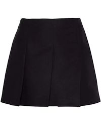 Marni - Falda mini de algodón negro con pliegues delanteros - Lyst