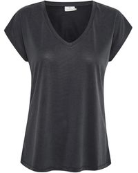 Kaffe - Tops ,Zwart ,Polyester Gewassen Zwarte T-Shirt Top - Lyst