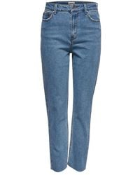 ONLY - Hoge Taille Stretch Katoenen Jeans, Straight Fit - Lyst