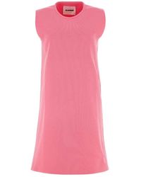 Jil Sander - Kleedjes ,Roze ,Polyester Fluo Roze Polyester Mini Jurk - Lyst