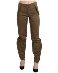 Ermanno Scervino - Braune, Gerade Geschnittene Baumwollhose Mit Mittelhohem Bund - Lyst