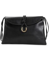 Bottega Veneta - Schwarze messing doppelklappen-tasche - Lyst