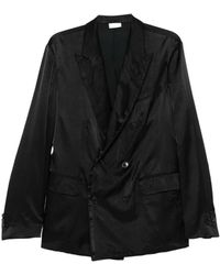 Dries Van Noten - Kostuums ,Zwart ,Dubbelrijige Blazer Met Piek Revers - Lyst