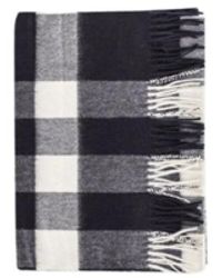 Burberry - Navy blue check cashmere scarf - Lyst