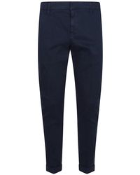 Dondup - Broeken ,Blauw ,Katoen Blauwe Broek Lage Taille Regular Fit - Lyst
