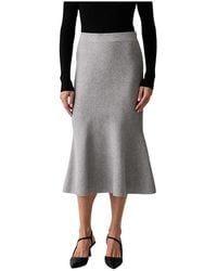 Liu Jo - Rokken ,Grijs ,Polyester Gebreide Midi-Rok - Lyst