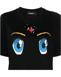 DSquared² - T-shirt e polo nere con stampa - Lyst