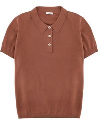 Aspesi - Tops ,Bruin ,Katoen Polo Shirt Van Katoen, Zijde En Linnen - Lyst