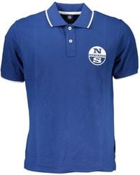 North Sails - Blaues Baumwoll-Poloshirt Mit Kontrastdetails - Lyst