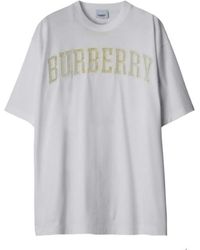 Burberry - Es Baumwoll-T-Shirt mit Logo-Details - Lyst