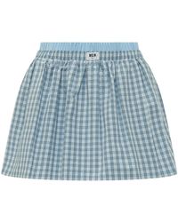 MSGM - Rokken ,Blauw ,Katoen Check Print Short Skirt - Lyst