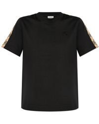 Burberry - T-Shirt Met Geborduurd Logo - Lyst