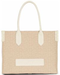 Balmain - Shopper B-Army 36 Aus Jacquard-Canvas Mit Monogramm-Muster Und Leder - Lyst
