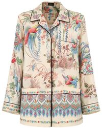 Etro - Twill Overhemd Met Geplaatste Flora- En Fauna Print - Lyst