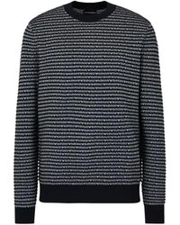 Emporio Armani - Marineblaues Sweatshirt Mit Logo-Schriftzug - Lyst