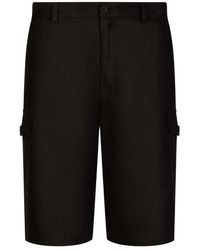 Dolce & Gabbana - Cargo-Shorts aus Leinen mit Label - Lyst