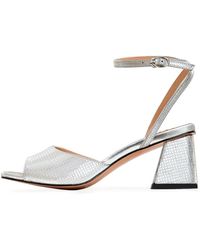 CESARE GASPARI - Jewel block heels sandals aurora - silver - Lyst