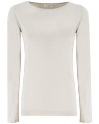 Brunello Cucinelli - Truien & Vesten ,Wit ,Wol Warm Wit Gebreide Trui - Lyst