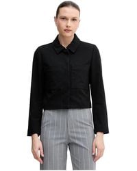 Benetton - Cropped Collared Jacket - Lyst