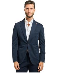 MULISH - Blaue Einreiher-Jacke Mit Spiegelläppchen - Lyst
