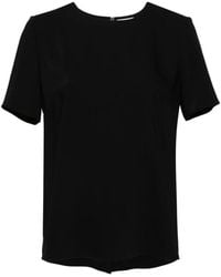 P.A.R.O.S.H. - Zwarte Drop Shoulder Blouse Met Keyhole Detail - Lyst