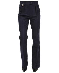 Fracomina - Broeken ,Blauw ,Wol Blauwe Regular Broek Polyester Rayon Wol - Lyst