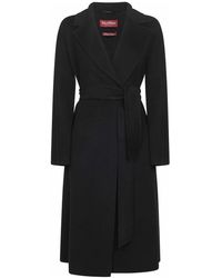 Max Mara - Schwarzer Woll Seide Kaschmir Mantel - Lyst