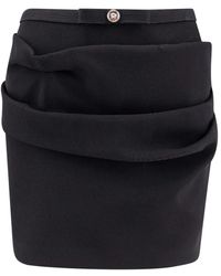 Versace - Rokken ,Zwart ,Wol Zwarte Wollen Rok Met Medusa-Detail - Lyst