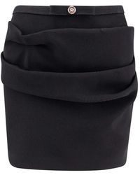 Versace - Rokken ,Zwart ,Wol Zwarte Wollen Rok Met Medusa-Detail - Lyst