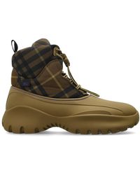 Burberry - Schoenen ,Groen ,Leer Check Scoot Trek Boots - Lyst